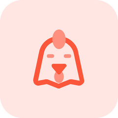 Chicken face with eyes closed emoticon for chat