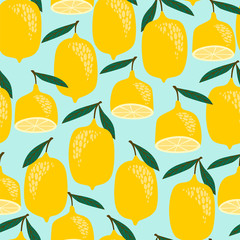Vector seamless pattern with lemons. Trendy hand drawn textures.