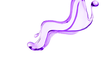 Splash of thick purple liquid. 3d illustration, 3d rendering.