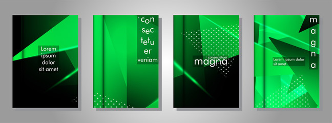 set the book cover the background of the light Triangle. Abstract composition of 3D triangles. Modern geometric green backgrounds isolated black