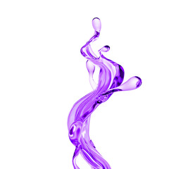 Splash of thick purple liquid. 3d illustration, 3d rendering.