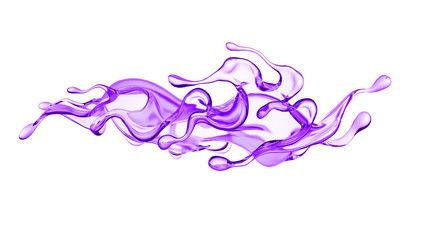 Splash of thick purple liquid. 3d illustration, 3d rendering.