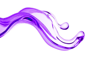 Splash of thick purple liquid. 3d illustration, 3d rendering.