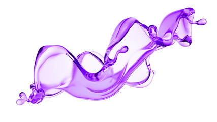 Splash of thick purple liquid. 3d illustration, 3d rendering.