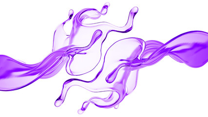 Splash of thick purple liquid. 3d illustration, 3d rendering.