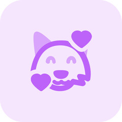 Hearts revolving around wild fox face emoticon