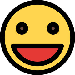 grinning facial expression with mouth wide open