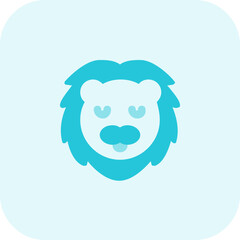 Pensive lion expression emoticon in isolated place