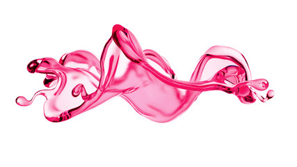 Splash of thick pink fluid. 3d illustration, 3d rendering.