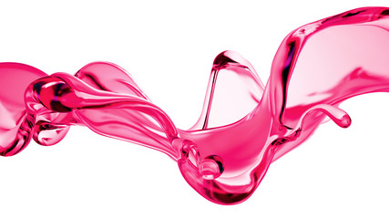 Splash of thick pink fluid. 3d illustration, 3d rendering.