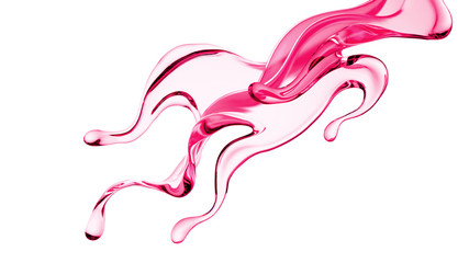 Splash of thick pink fluid. 3d illustration, 3d rendering.