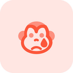 Sad monkey emoji with with tear drop flowing