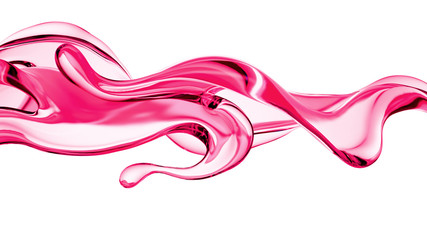 Splash of thick pink fluid. 3d illustration, 3d rendering.