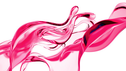 Splash of thick pink fluid. 3d illustration, 3d rendering.