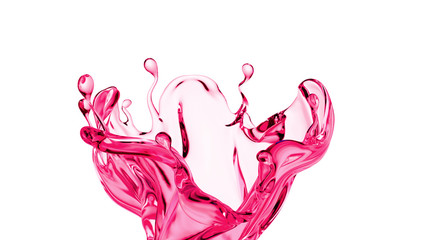 Splash of thick pink fluid. 3d illustration, 3d rendering.