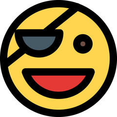 face expression with an eye patch smiling emoticon