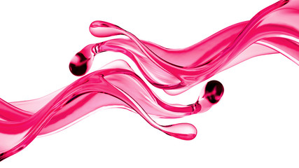 Splash of thick pink fluid. 3d illustration, 3d rendering.