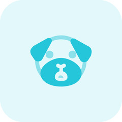 Shock expression pug dog emoticon with wide open mouth