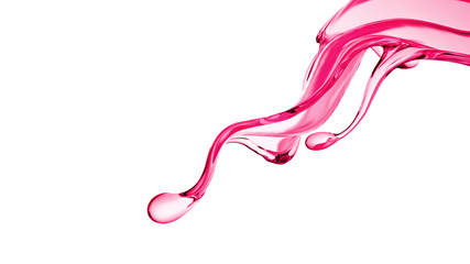 Splash of thick pink fluid. 3d illustration, 3d rendering.