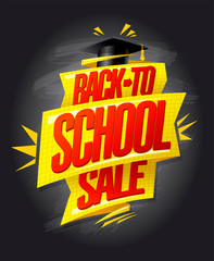 Back to school sale vector poster design with chalkboard