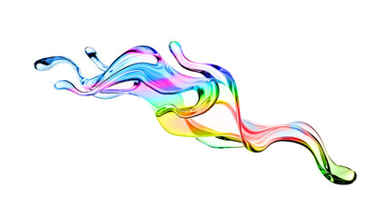 Obraz na płótnie Canvas Splash of multi-colored transparent liquid. 3d illustration, 3d rendering.
