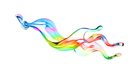 Splash of multi-colored transparent liquid. 3d illustration, 3d rendering.