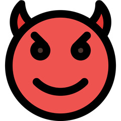 smiling devil with horns shared on internet messenger