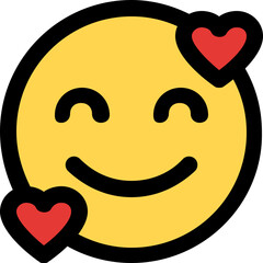 happy hearts emoticon with smiley facial expression