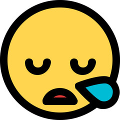 sleepy or tired emoji with sweat drop