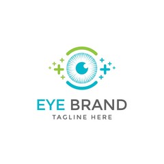 Eyes with Icons Health logo Vector. Health eye logo Template