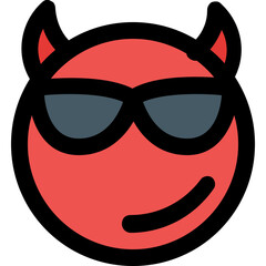 Fototapeta premium cool evil with horns wearing sunshade emoticon