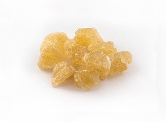 rock sugar crystals group on white background