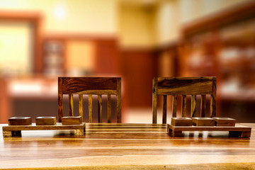 Wooden table background for decoration and products.