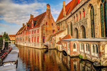 Sights along the canals of Bruges Belgium