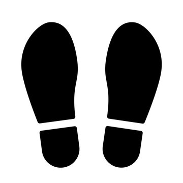 Blsck footsteps icon template. Shoes print symbol, sign. Vector illustration isolated on white background
