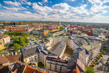 Munich historical center panoramic aerial cityscape view