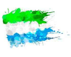 Flag of  Republic of Sierra Leone made of colorful splashes