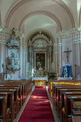 Fototapeta na wymiar Interior of the St Stephen church in Domos, Hungary.