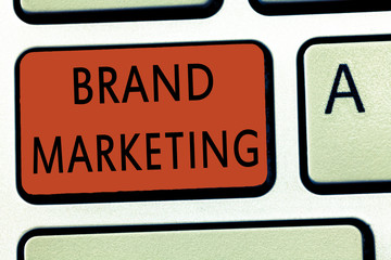 Word writing text Brand Marketing. Business concept for Creating awareness about products around the world.