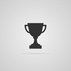 Trophy icon isolated on gray background. Flat style. Vector illustration.