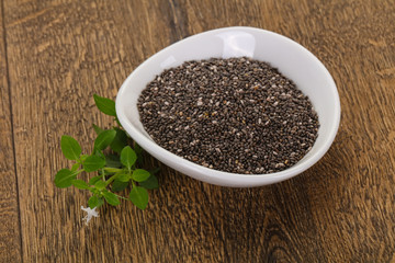 Dietary Chia seeds in the bowl