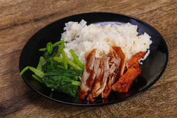 Rice with roasted duck breast