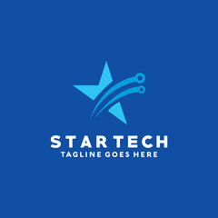 Star Tech Logo Vector Logo Design Template. Technology and Digital Icon. Star And Shape Symbol.