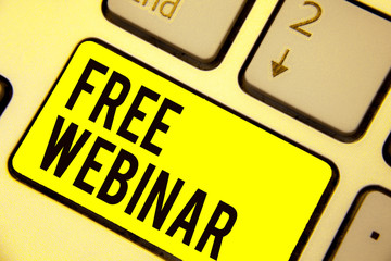 Word writing text Free Webinar. Business concept for Lecture Workshop Seminar that is transmitted...