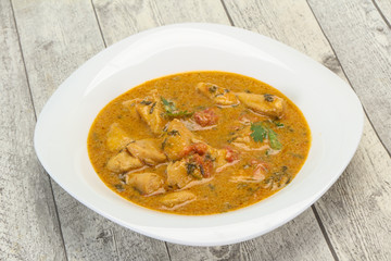Traditional thai curry chicken soup