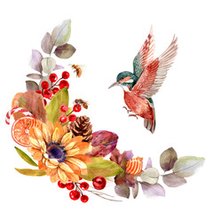 Background banner autumn watercolor