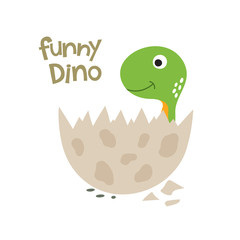 Cute cartoon dinosaur in egg