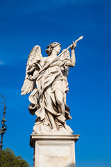 Beautiful Angel with the Lance statue created by Domenico Guidi on the 16th century at Sant Angelo...