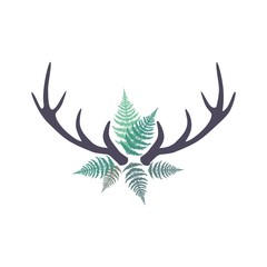 Deer horns and fern