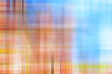 Fantasy abstract checkered background. Gamut of orange and blue colors resembles flowering plants and a summer blue sky.